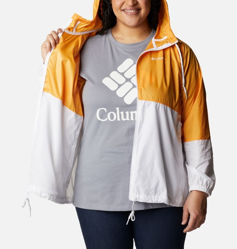 Women's Columbia Flash Forward Windbreaker Jackets Mango / White | Plus Size CA-N1463